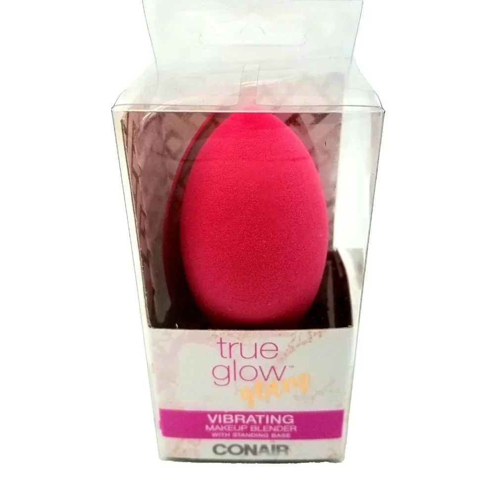 Conair True Glow Glam Vibrating Makeup Blender Sponge Standing Base Pink NEW